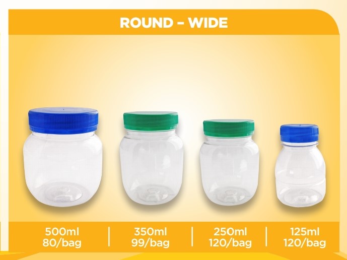 Round Jar Wide ( 125 ML - 500 ML ) 6 Pack