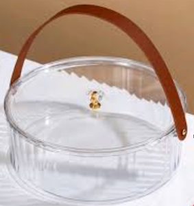Acrylic Round Storage with Leather Handle
