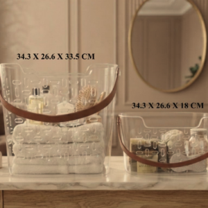 Acrylic Storage Baskets with Leather Handle